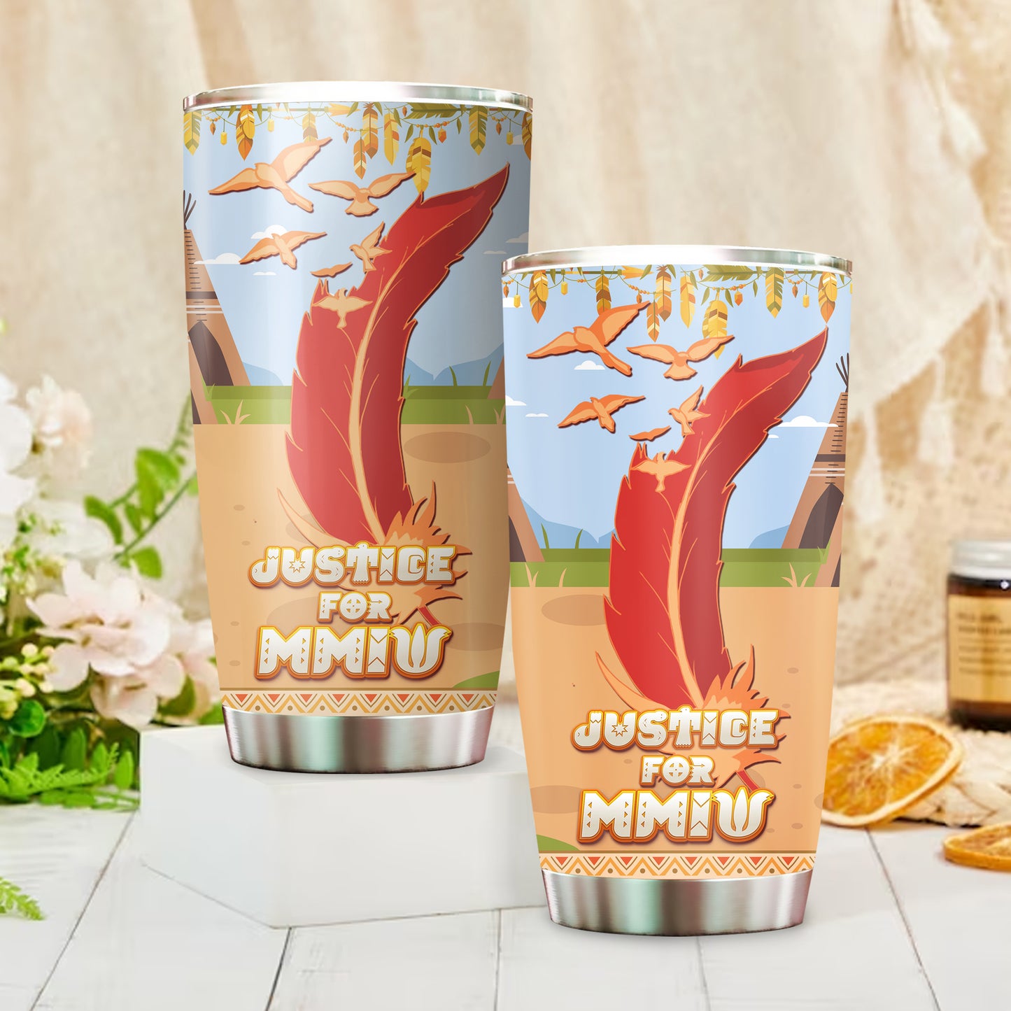 Justice For MMIW -  Native American Stainless Steel Tumbler 018