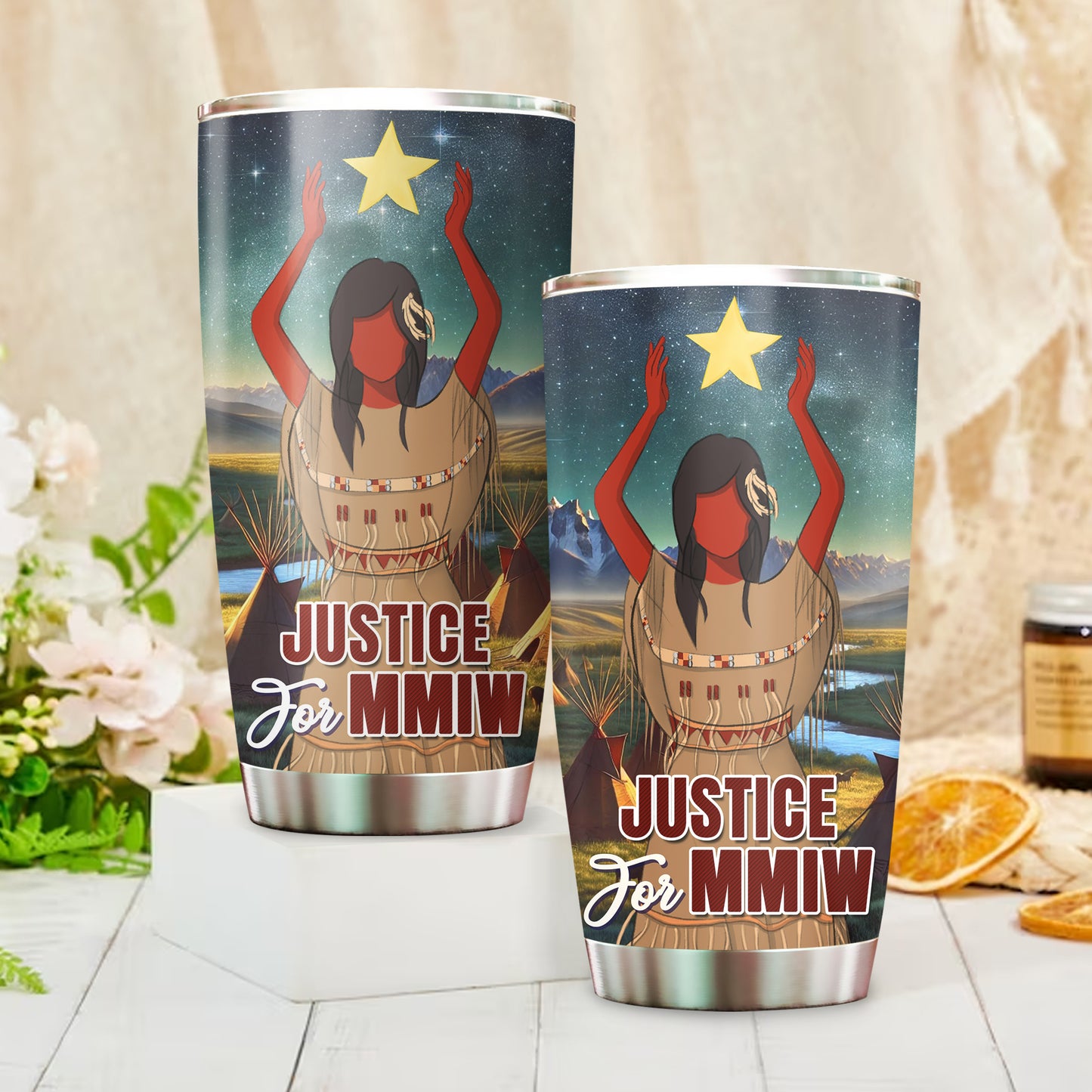 Justice For MMIW -  Native American Stainless Steel Tumbler 007