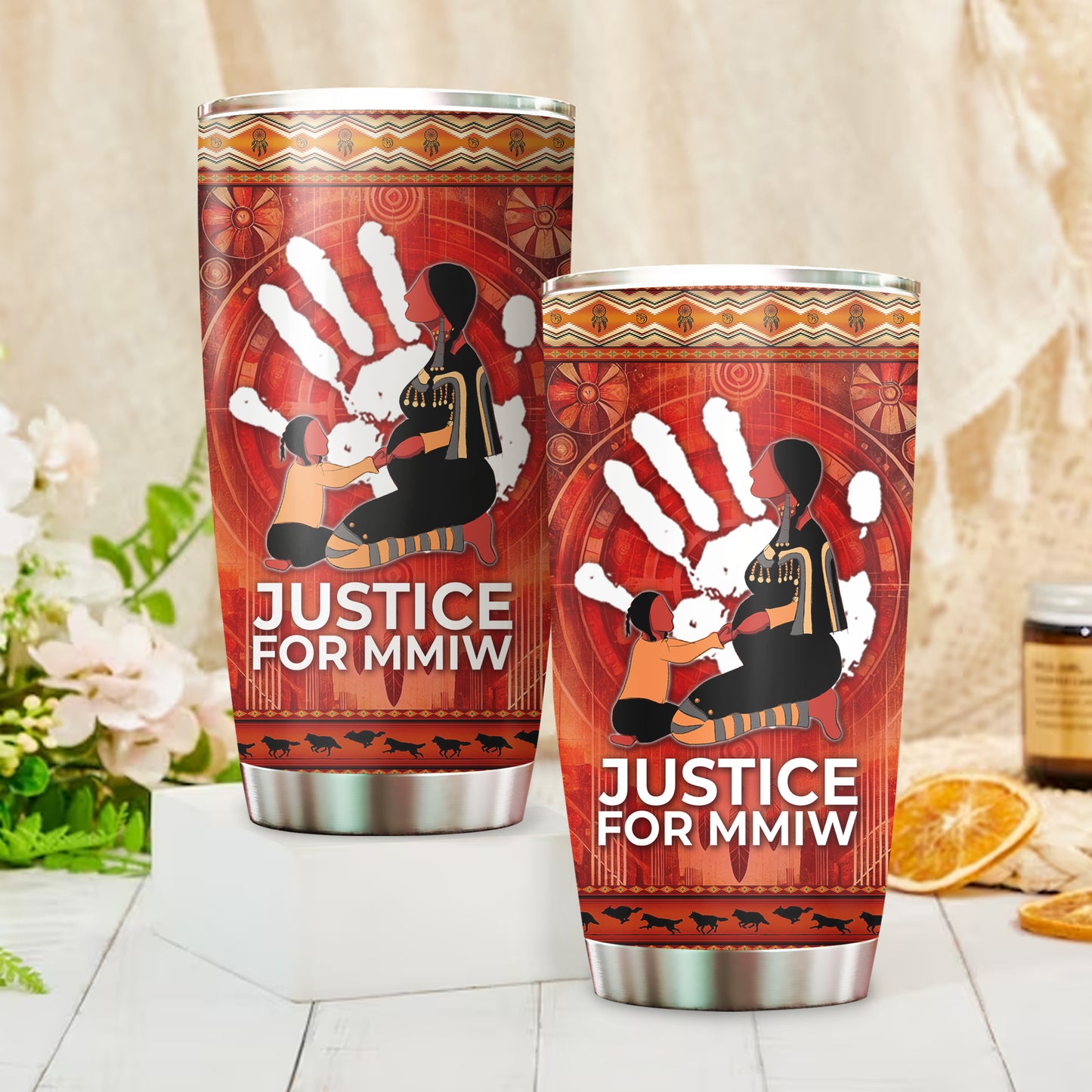 Justice For MMIW -  Native American Stainless Steel Tumbler 015