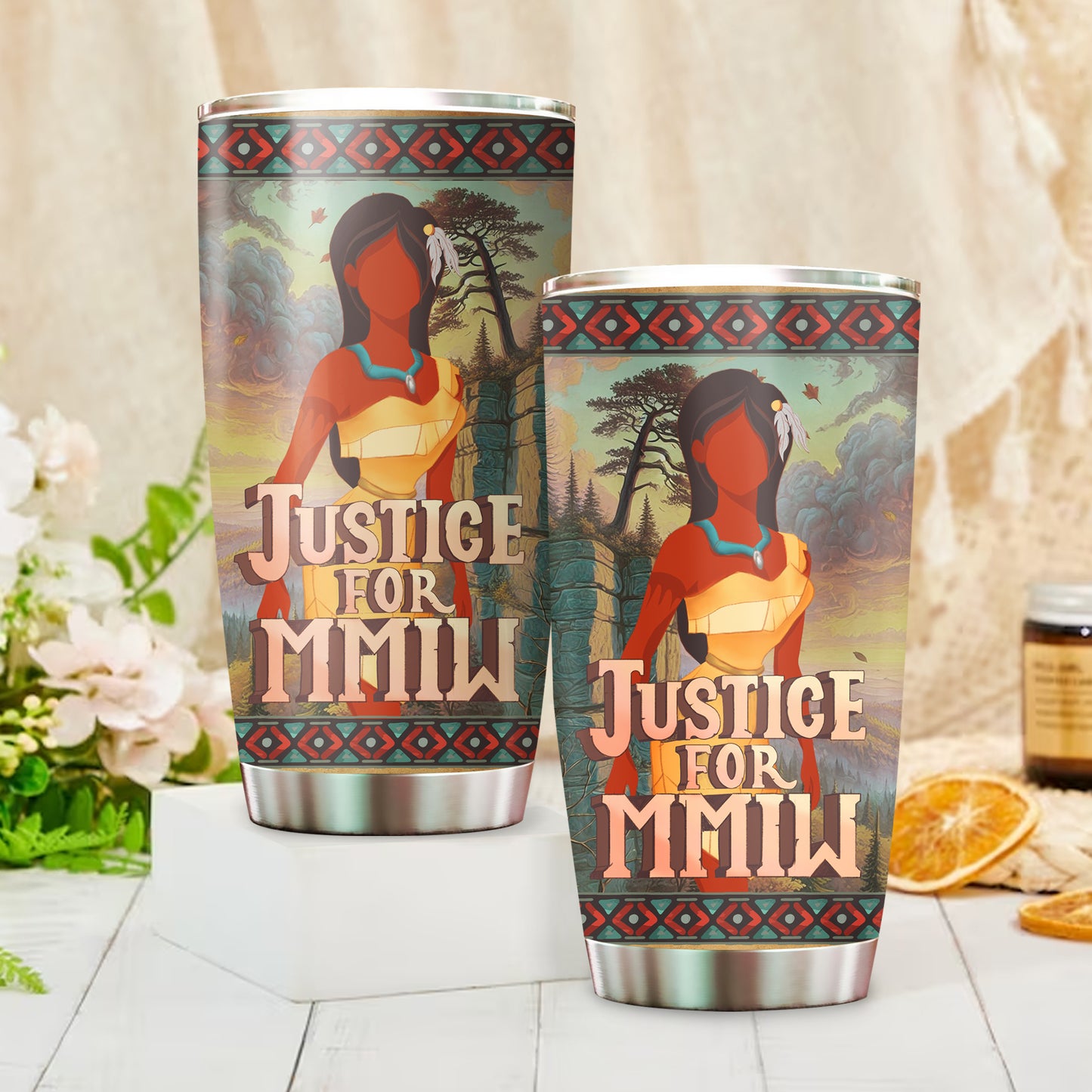 Justice For MMIW -  Native American Stainless Steel Tumbler 003