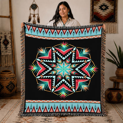 Tribal Pattern Woven Throw Blanket - Southwestern Home Decor