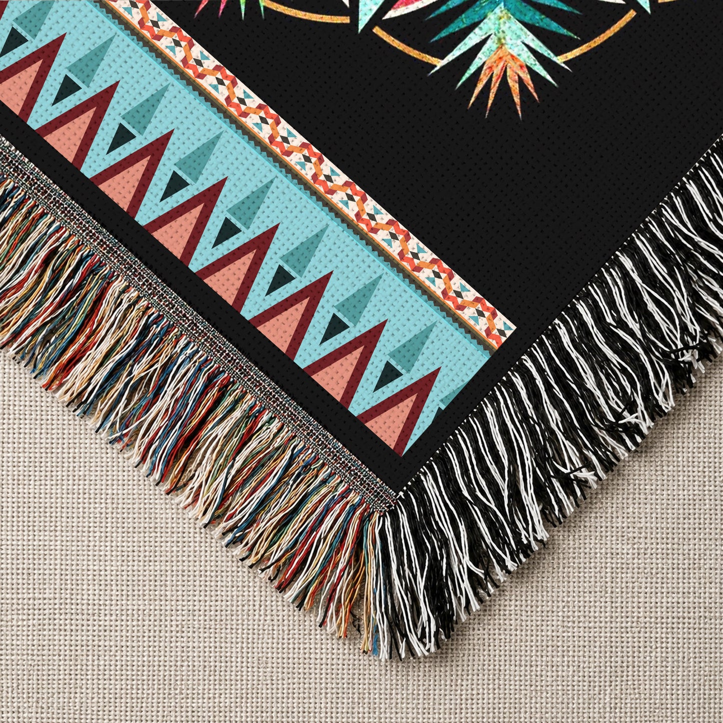 Tribal Pattern Woven Throw Blanket - Southwestern Home Decor