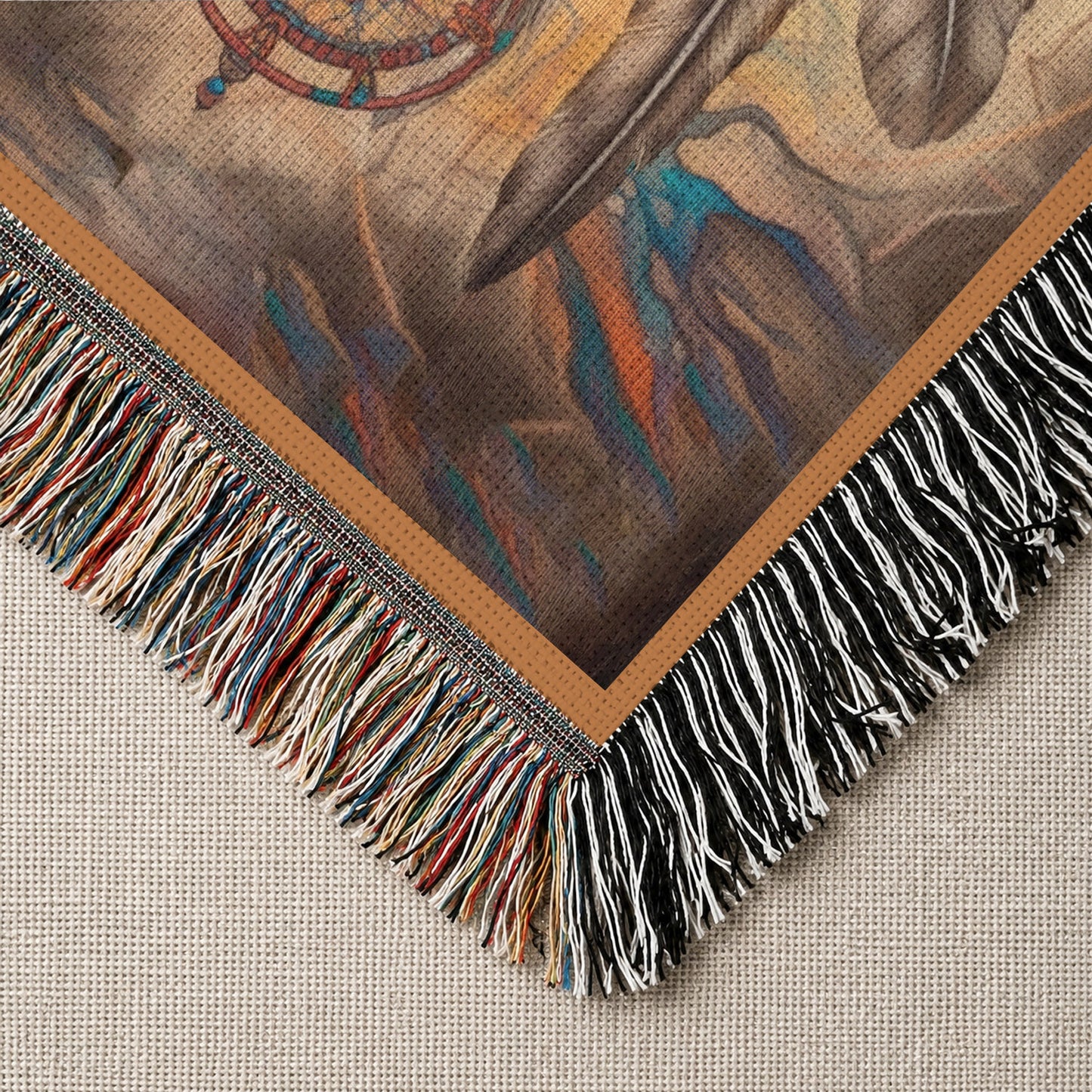 Native American Wolf Woven Throw Blanket - Dreamcatcher Decor