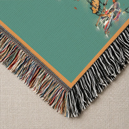 Native American Tribes Map Woven Throw Blanket - Heritage Decor