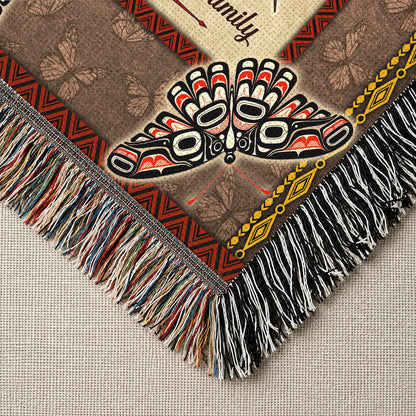 Custom Family Name Native American Heritage Woven Throw Blanket