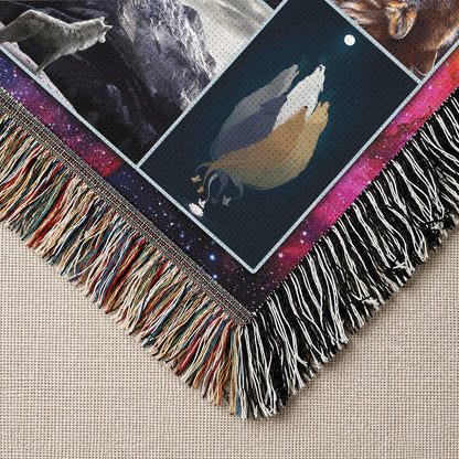 Wolf Woven Throw Blanket - Howling Wolf Nature Home Decor