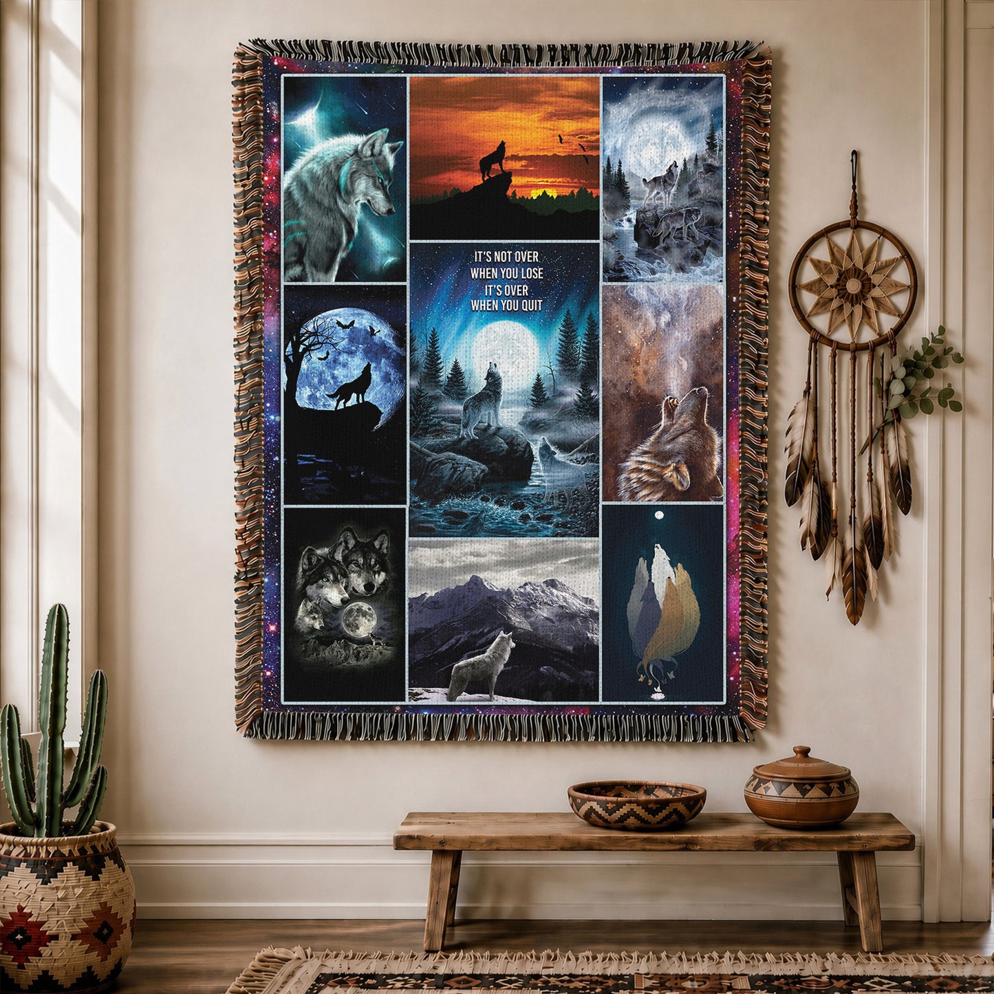 Wolf Woven Throw Blanket - Howling Wolf Nature Home Decor