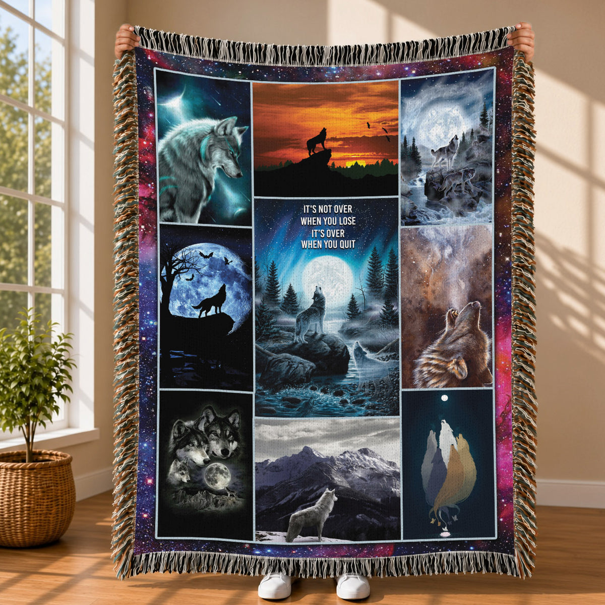 Wolf Woven Throw Blanket - Howling Wolf Nature Home Decor