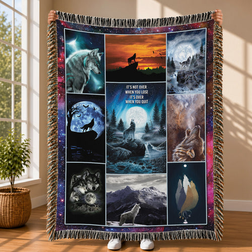 Wolf Woven Throw Blanket - Howling Wolf Nature Home Decor