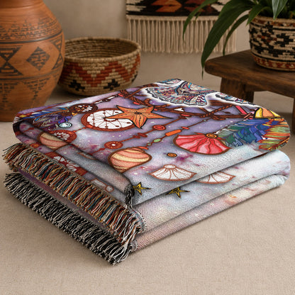 Native American Owl Woven Throw Blanket - Dreamcatcher Spiritual Decor