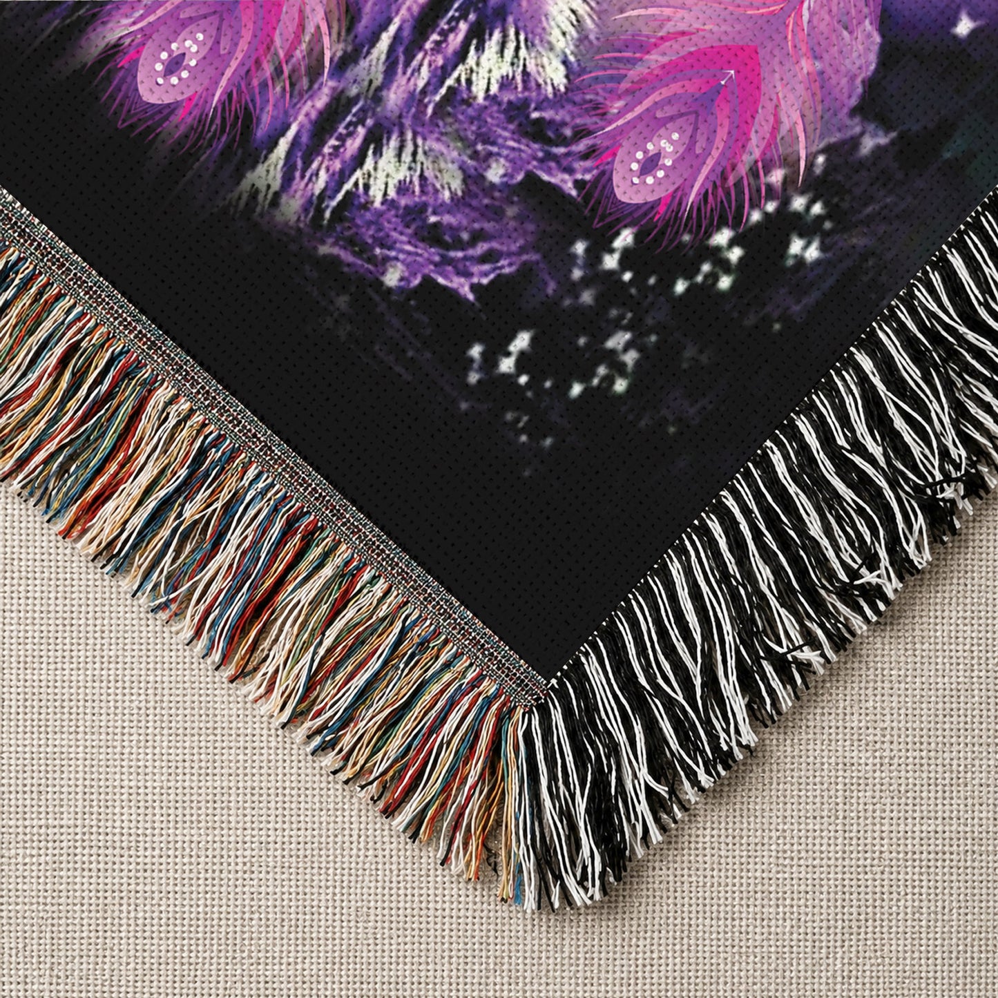 Native American Wolf Woven Throw Blanket - Dreamcatcher Decor