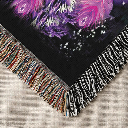 Native American Wolf Woven Throw Blanket - Dreamcatcher Decor