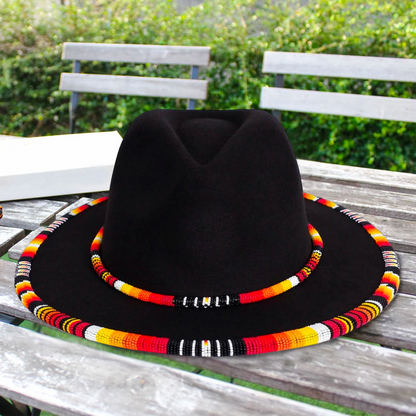 SALE 50% OFF - Orange Line Pattern Beaded Fedora Hatband for Men Women Beaded Brim with Native American Style