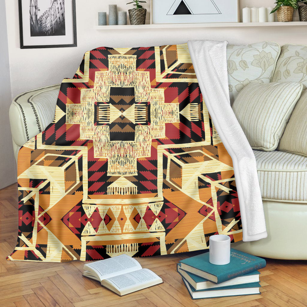 Native American Yellow Pattern Soft And Warm Fleece Blanket