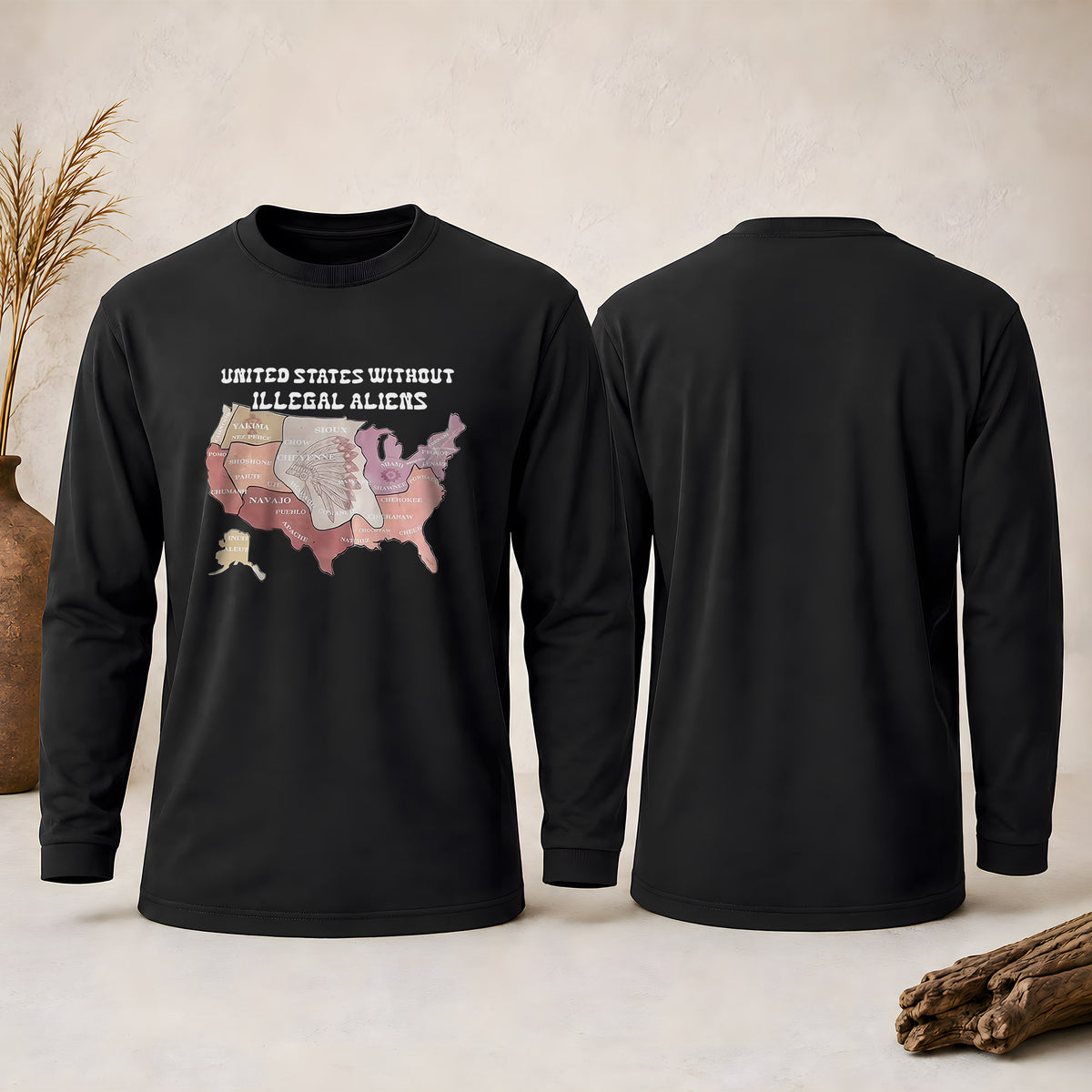 Native Tribes Map of America - Without Illegal Aliens Unisex Long Sleeve