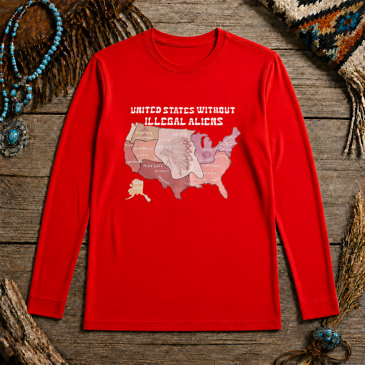Native Tribes Map of America - Without Illegal Aliens Unisex Long Sleeve