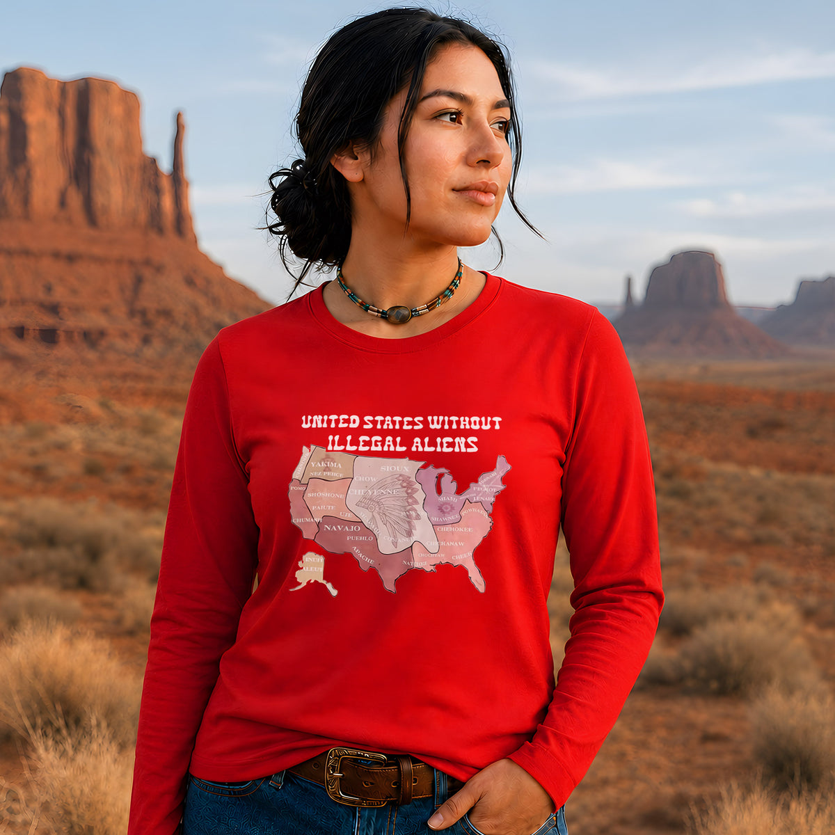 Native Tribes Map of America - Without Illegal Aliens Unisex Long Sleeve