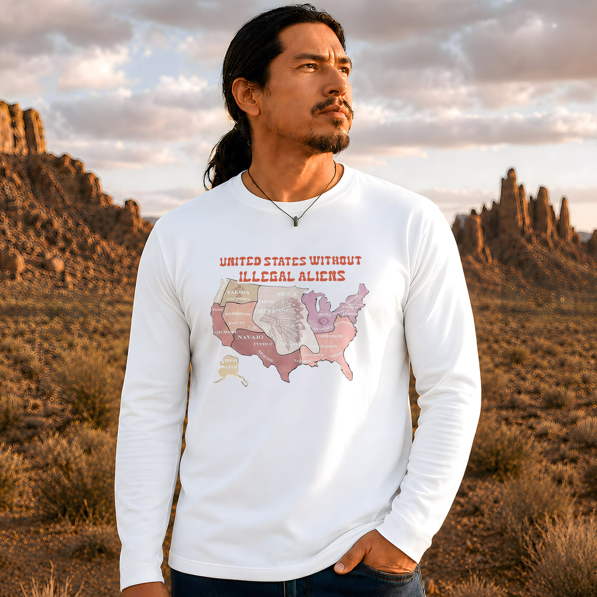 Native Tribes Map of America - Without Illegal Aliens Unisex Long Sleeve