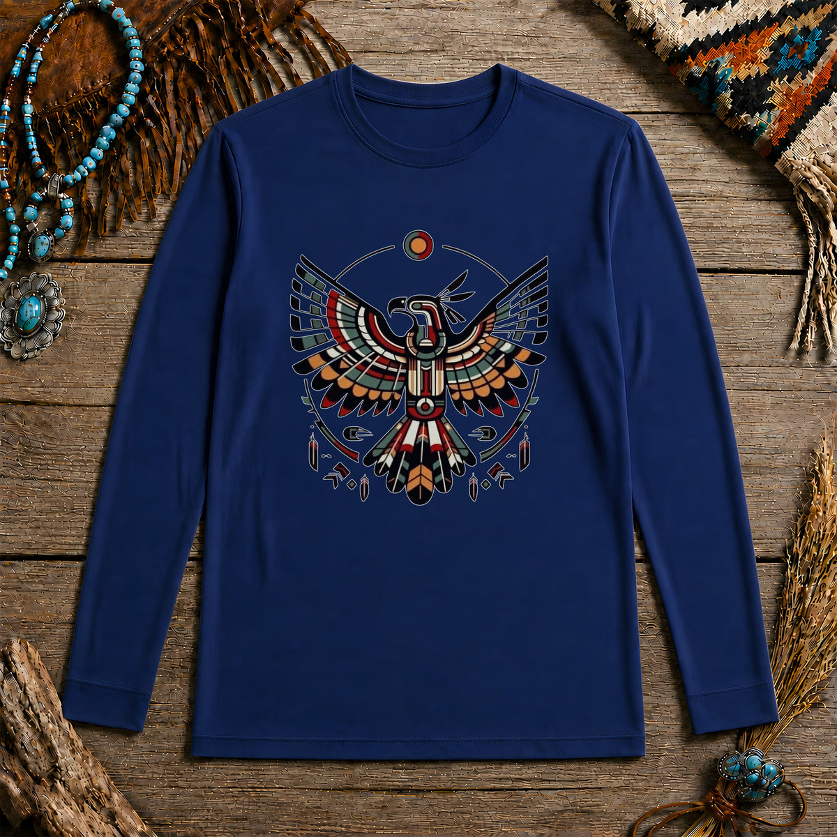 Sacred Thunderbird Spirit -Inspired Geometric Design Unisex Long Sleeve
