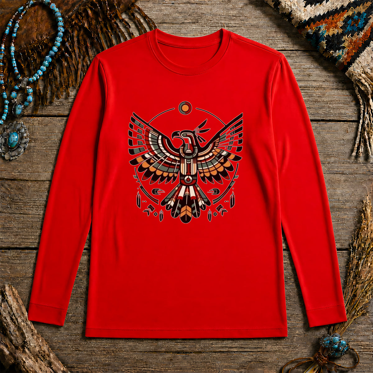 Sacred Thunderbird Spirit -Inspired Geometric Design Unisex Long Sleeve