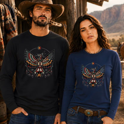 Sacred Thunderbird Spirit -Inspired Geometric Design Unisex Long Sleeve