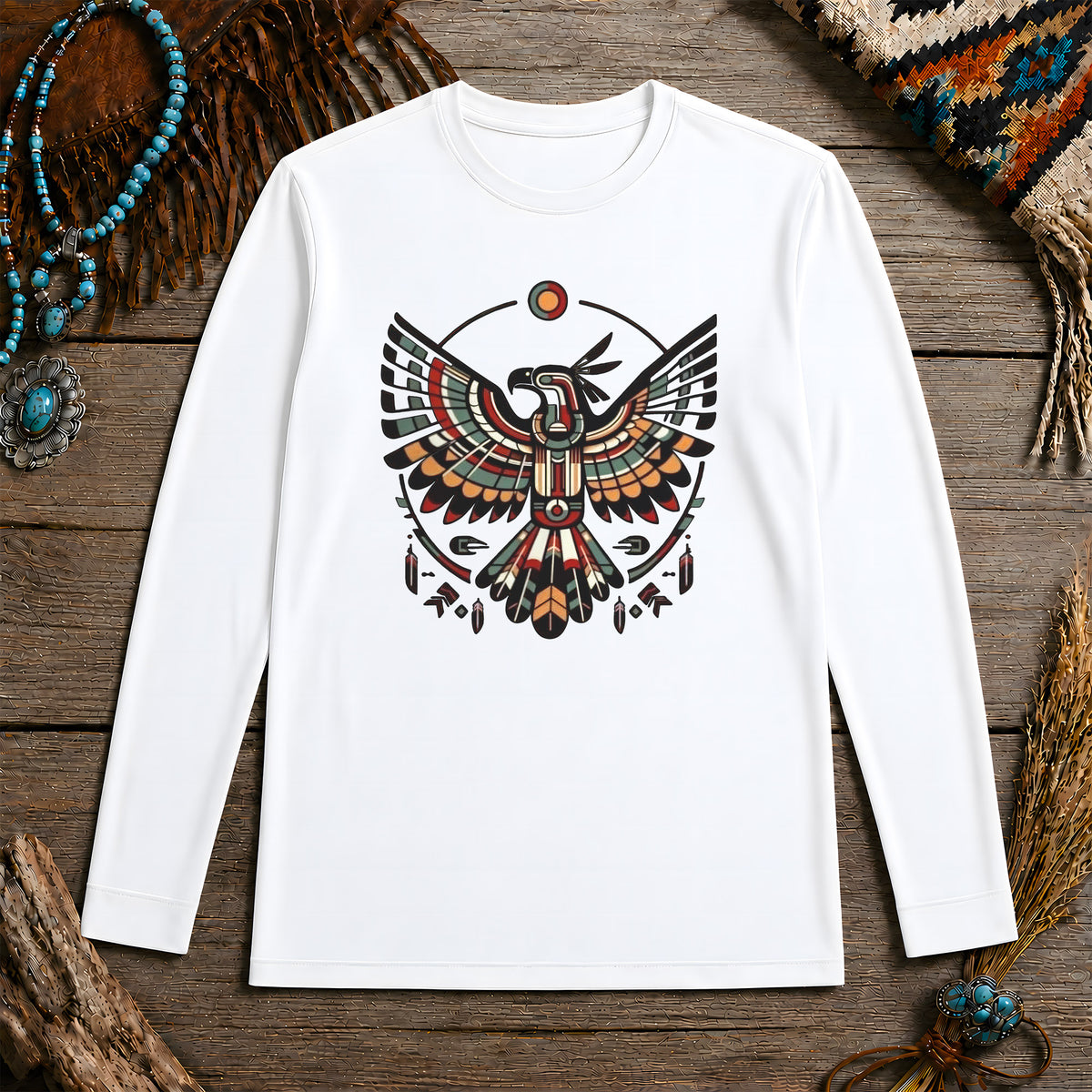 Sacred Thunderbird Spirit -Inspired Geometric Design Unisex Long Sleeve