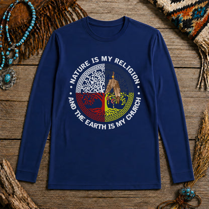 Nature & Earth Quote - Tree/Feather Wheel Graphic Unisex Long Sleeve