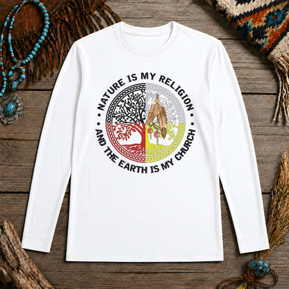 Nature & Earth Quote - Tree/Feather Wheel Graphic Unisex Long Sleeve