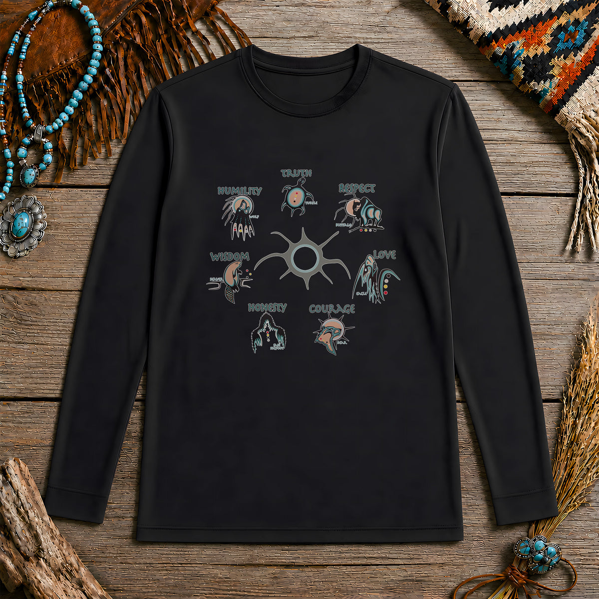 The Seven Sacred Laws Native American Indigenous Culture Unisex Long Sleeve