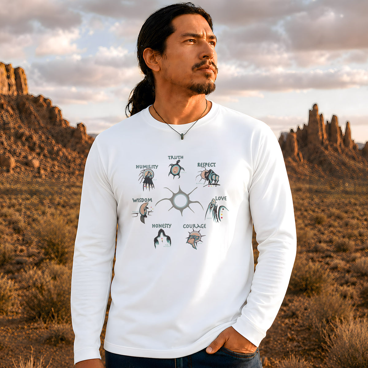 The Seven Sacred Laws Native American Indigenous Culture Unisex Long Sleeve