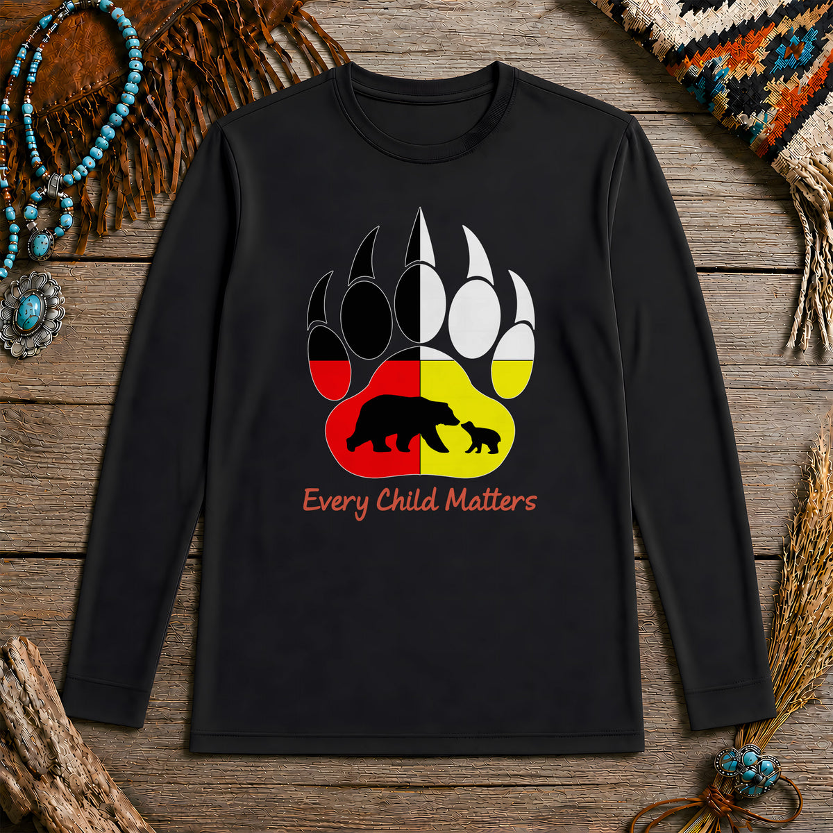 Every Child Matters Bear Paw Indigenous Pride Unisex Long Sleeve