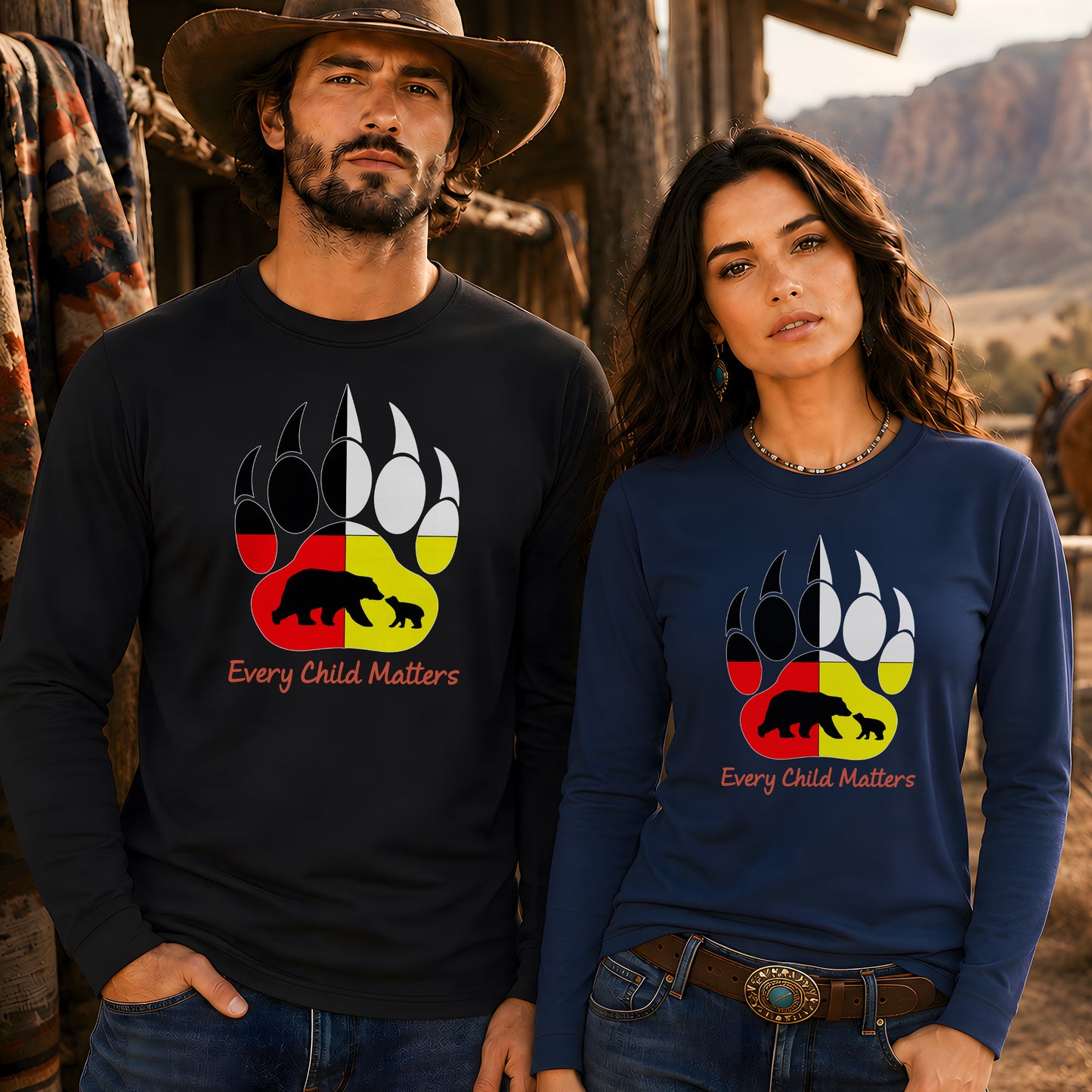 Every Child Matters Bear Paw Indigenous Pride Unisex Long Sleeve