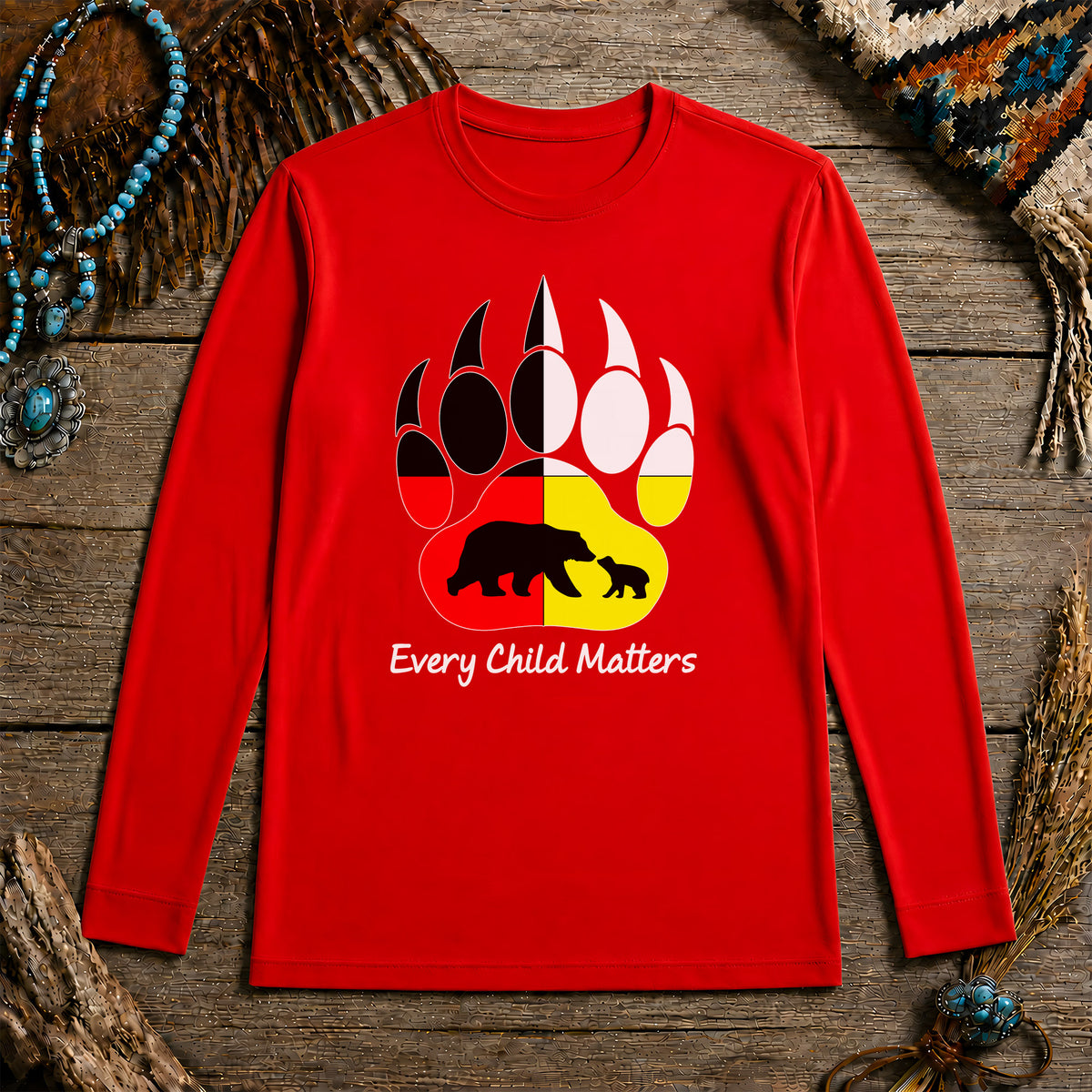 Every Child Matters Bear Paw Indigenous Pride Unisex Long Sleeve
