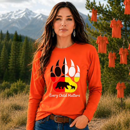 Every Child Matters Bear Paw Indigenous Pride Unisex Long Sleeve