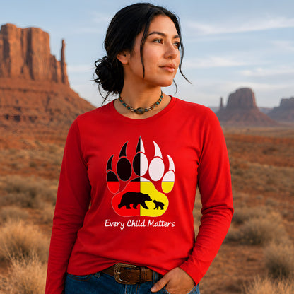 Every Child Matters Bear Paw Indigenous Pride Unisex Long Sleeve