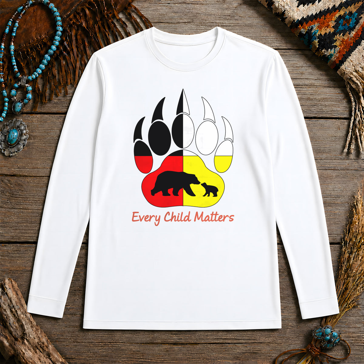 Every Child Matters Bear Paw Indigenous Pride Unisex Long Sleeve