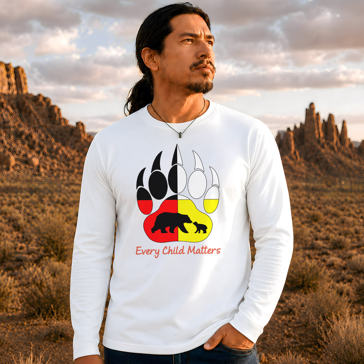 Every Child Matters Bear Paw Indigenous Pride Unisex Long Sleeve