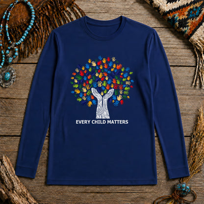Every Child Matters Handprint Tree For Orange Shirt Day Unisex Long Sleeve