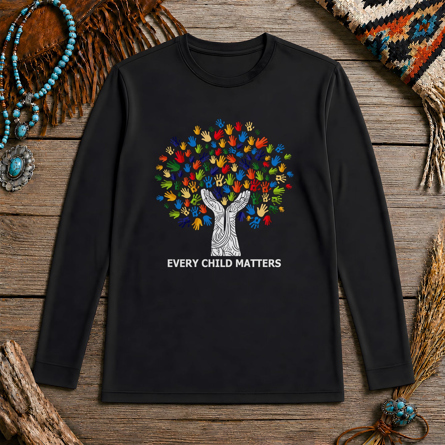 Every Child Matters Handprint Tree For Orange Shirt Day Unisex Long Sleeve