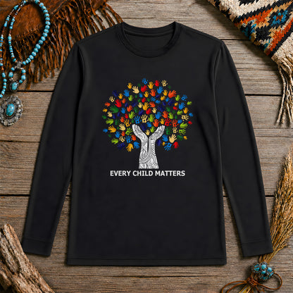 Every Child Matters Handprint Tree For Orange Shirt Day Unisex Long Sleeve