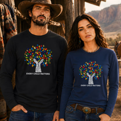 Every Child Matters Handprint Tree For Orange Shirt Day Unisex Long Sleeve