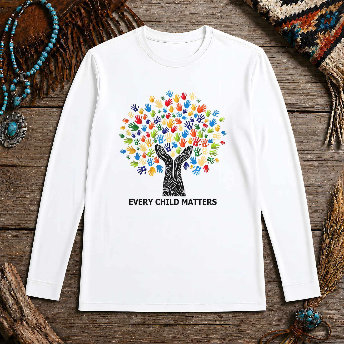 Every Child Matters Handprint Tree For Orange Shirt Day Unisex Long Sleeve