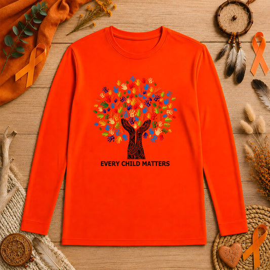 Every Child Matters Handprint Tree For Orange Shirt Day Unisex Long Sleeve