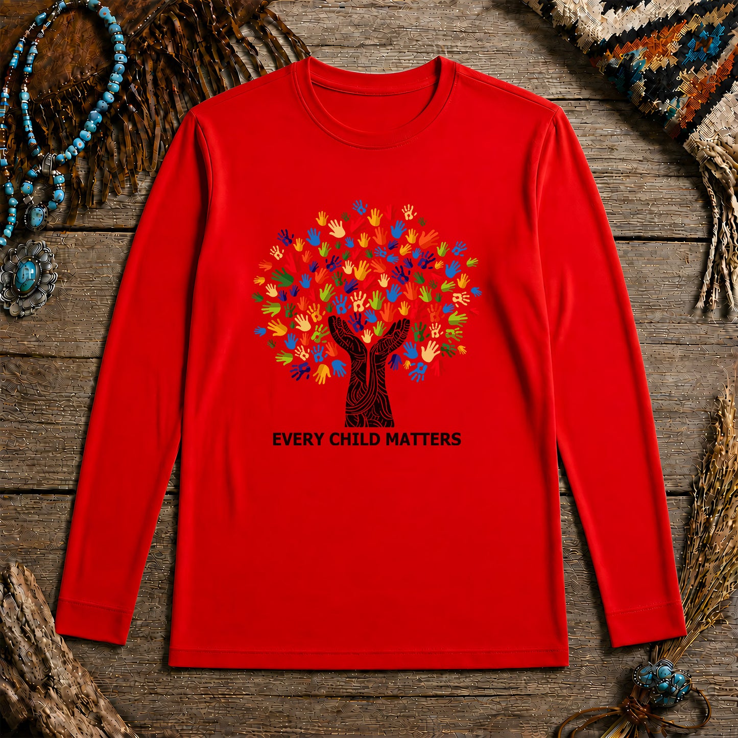 Every Child Matters Handprint Tree For Orange Shirt Day Unisex Long Sleeve