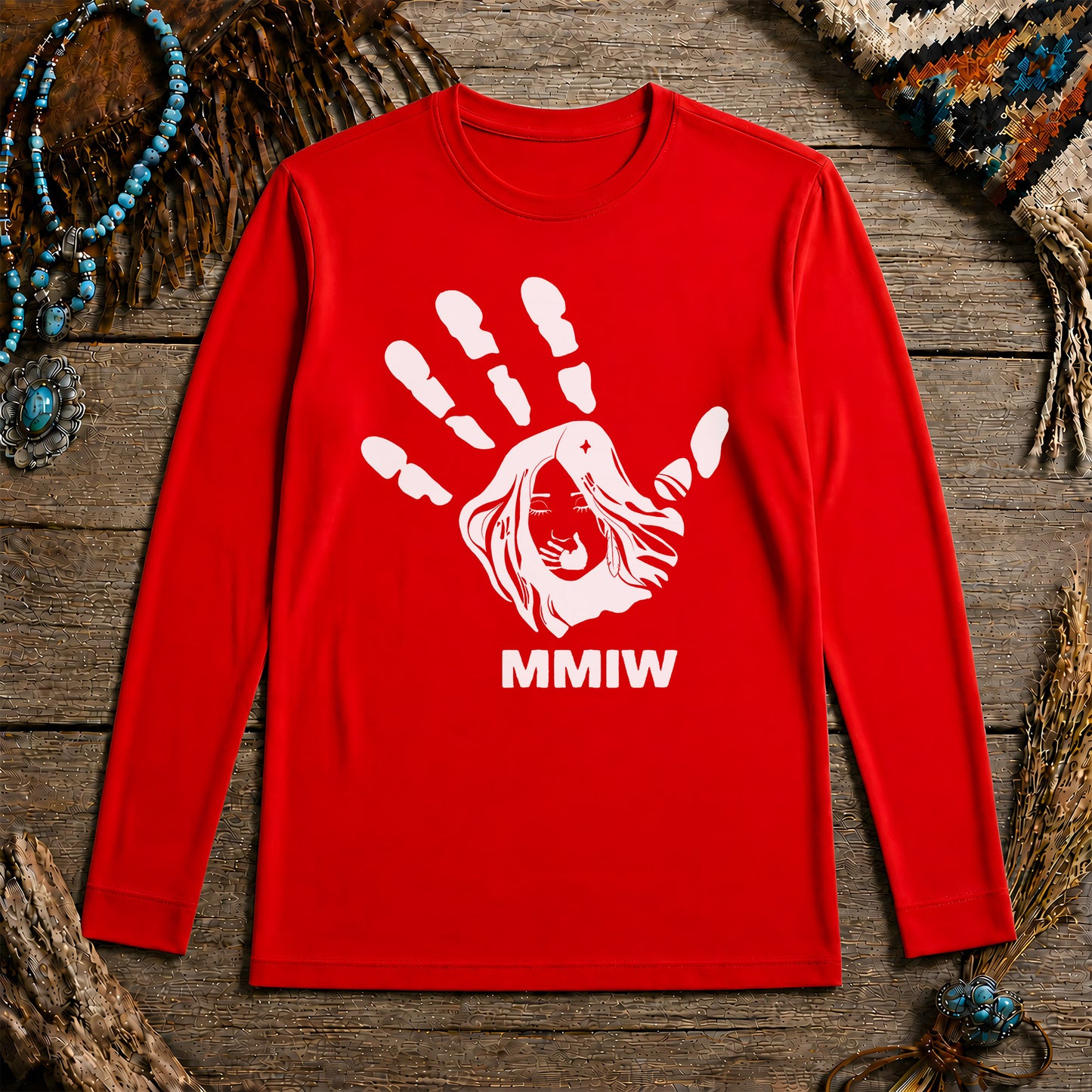 MMIW Red Hand Indigenous Owned Shirt Unisex Long Sleeve