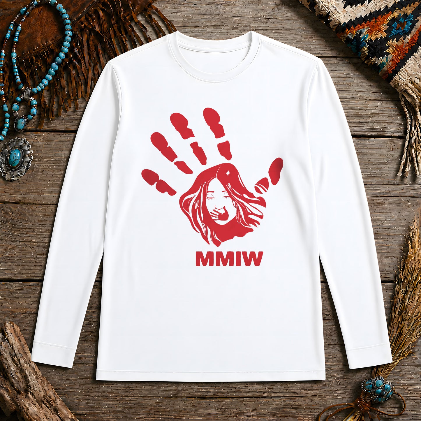 MMIW Red Hand Indigenous Owned Shirt Unisex Long Sleeve