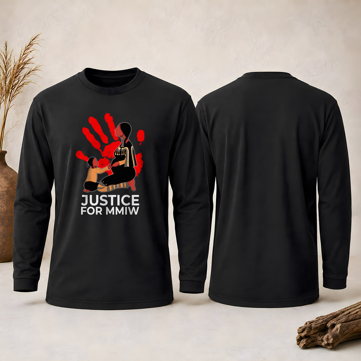 Justice For MMIW Red Handprint Unisex Long Sleeve