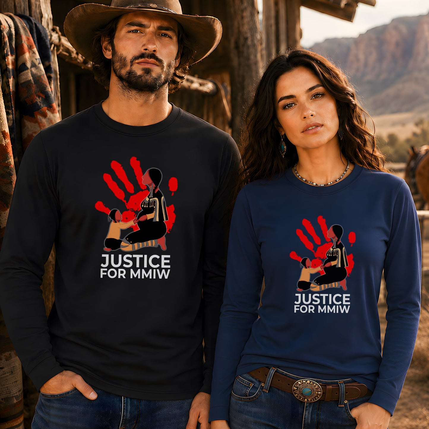 Justice For MMIW Red Handprint Unisex Long Sleeve