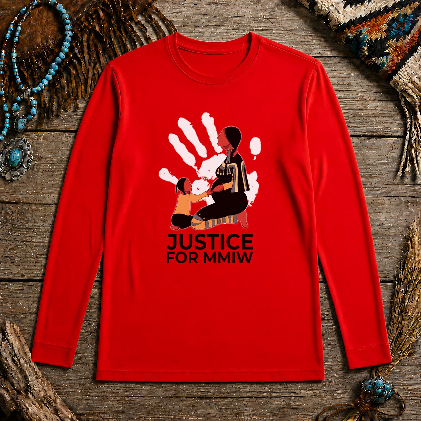 Justice For MMIW Red Handprint Unisex Long Sleeve