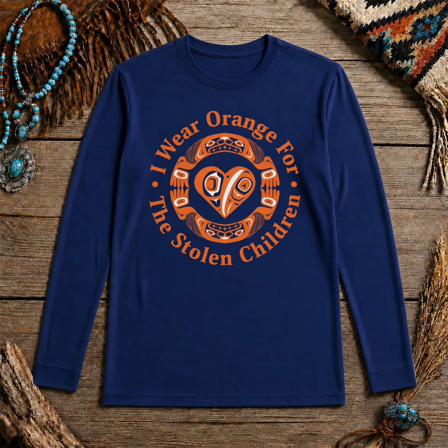 Every Child Matters Indigenous Heart & Symbol Design Unisex Long Sleeve